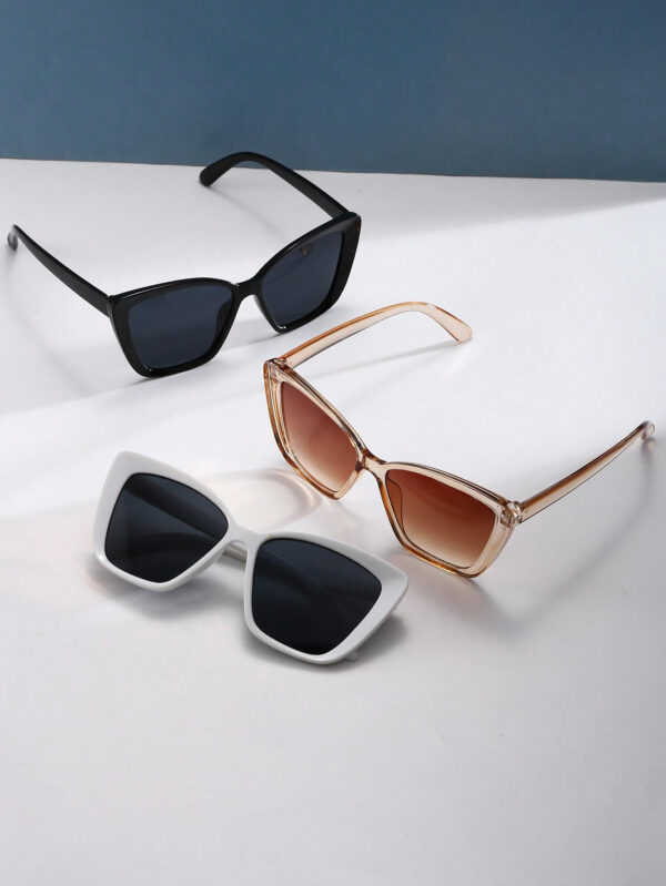 3 pièces élégantes lunettes de vue géométriques plates vintage en plastique, style bohème, pour femmes, convient pour les vacances à la plage en été, accessoires de plage pour femmes – Image 11