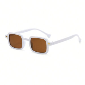 1 pièce Lunettes de mode femme, cadre carré petit en plastique, multi-couleurs, style classique décontracté rétro avec rivets. Style européen et américain, rue, défilé, plage, vacances, mode