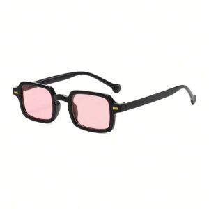 1 pièce Lunettes de mode femme, cadre carré petit en plastique, multi-couleurs, style classique décontracté rétro avec rivets. Style européen et américain, rue, défilé, plage, vacances, mode