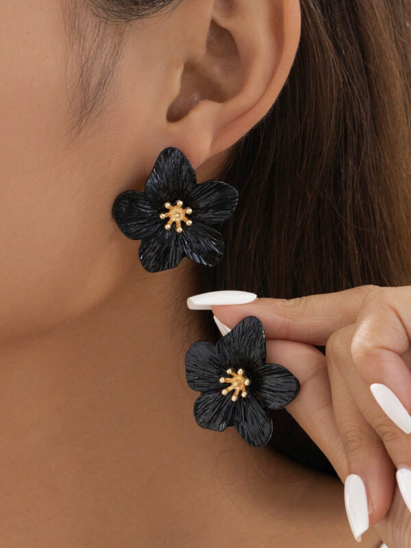 1 paire de boucles d'oreilles fleuries délicates à inspiration dopamine multicolore, cadeau de mariage pour femmes – Image 3