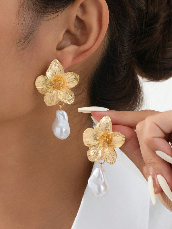 1 paire de boucles d'oreilles fleuries délicates à inspiration dopamine multicolore, cadeau de mariage pour femmes – Image 4