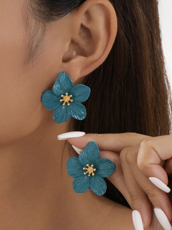 1 paire de boucles d'oreilles fleuries délicates à inspiration dopamine multicolore, cadeau de mariage pour femmes – Image 5