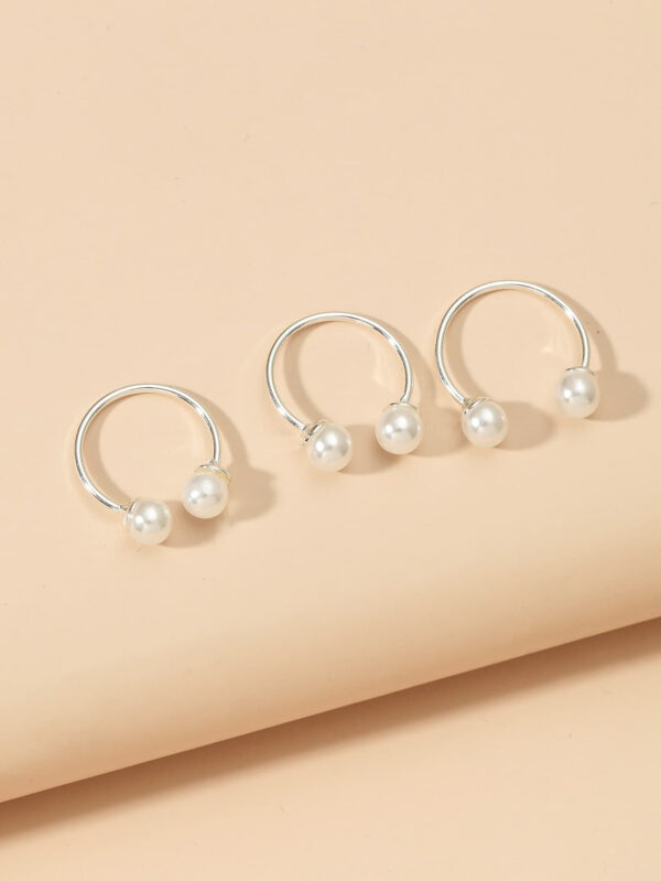 Ensemble De Bagues De Fausse Perle Élégant Et À La Mode – Image 3