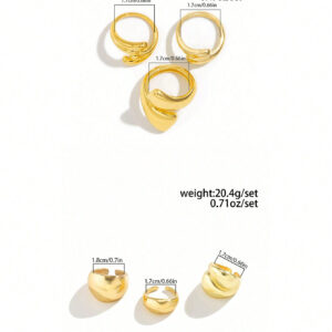 3 pièces/set Bague géométrique en métal vintage minimaliste, style goutte asymétrique multicouche unique et épaisse. Convient pour un port quotidien, cadeau de fête, décoration de fête et banquet. Kit d'accessoires de charme