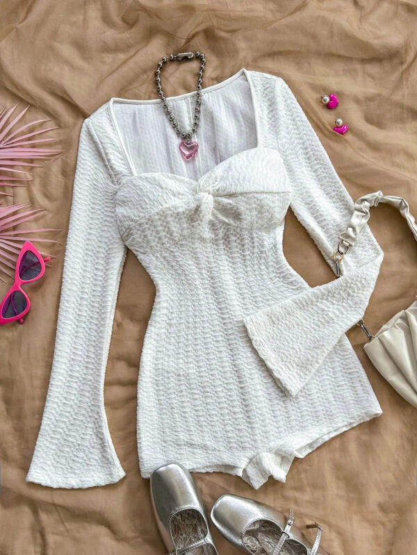 SHEIN WYWH Combinaison-short casual à manches longues avec torsade