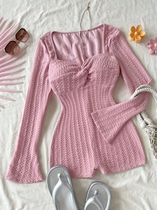 SHEIN WYWH Combinaison-short casual à manches longues avec torsade – Image 2