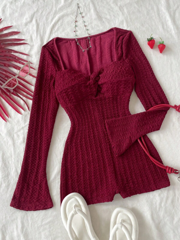 SHEIN WYWH Combinaison-short casual à manches longues avec torsade – Image 3