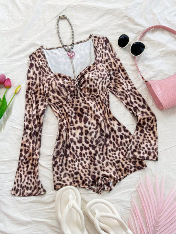 SHEIN WYWH Combinaison-short casual à manches longues avec torsade – Image 5