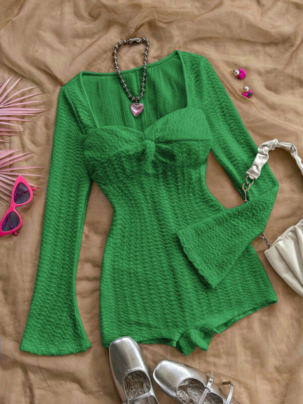 SHEIN WYWH Combinaison-short casual à manches longues avec torsade – Image 7