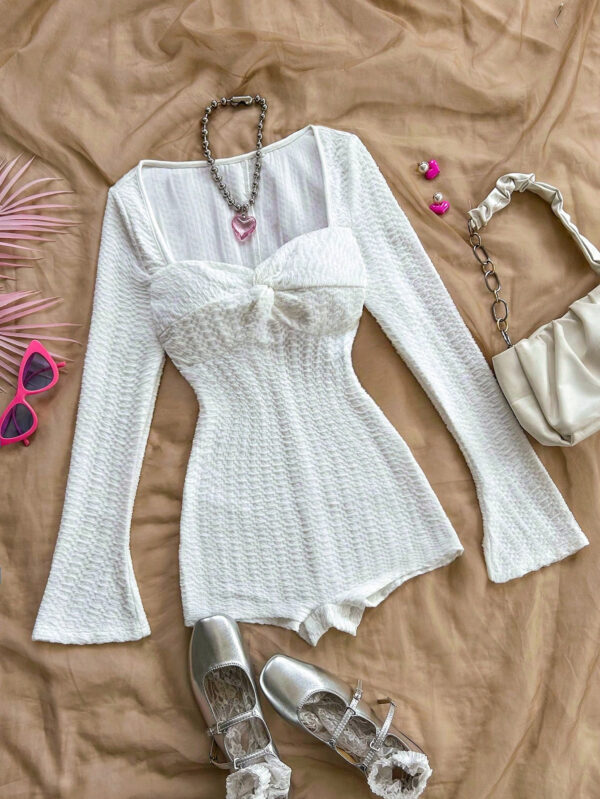 SHEIN WYWH Combinaison-short casual à manches longues avec torsade – Image 9