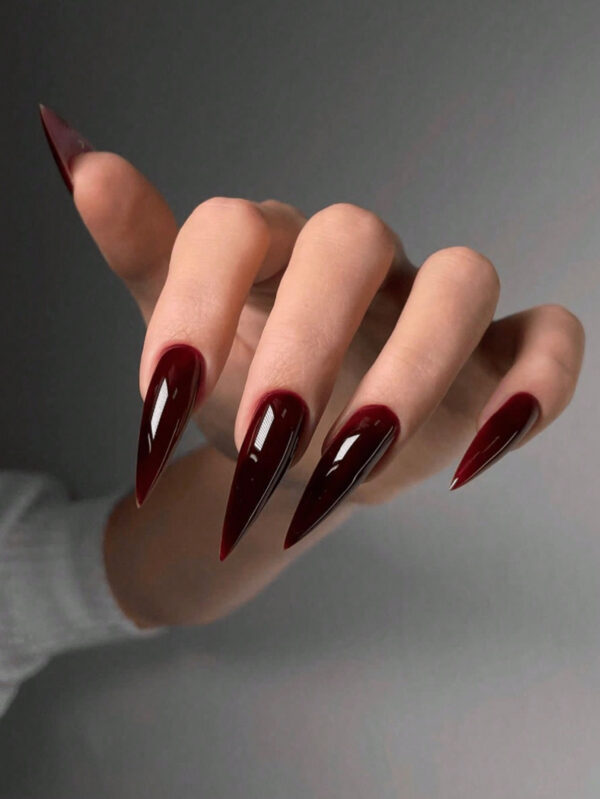 24 pièces Elégant Faux ongles pointus et blancs + 1 pièce colle gelée + 1 pièce lime à ongles, ongles pressés Fournitures pour ongles – Image 2