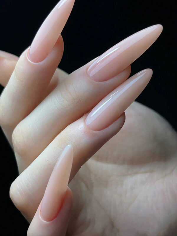 24 pièces Elégant Faux ongles pointus et blancs + 1 pièce colle gelée + 1 pièce lime à ongles, ongles pressés Fournitures pour ongles – Image 4