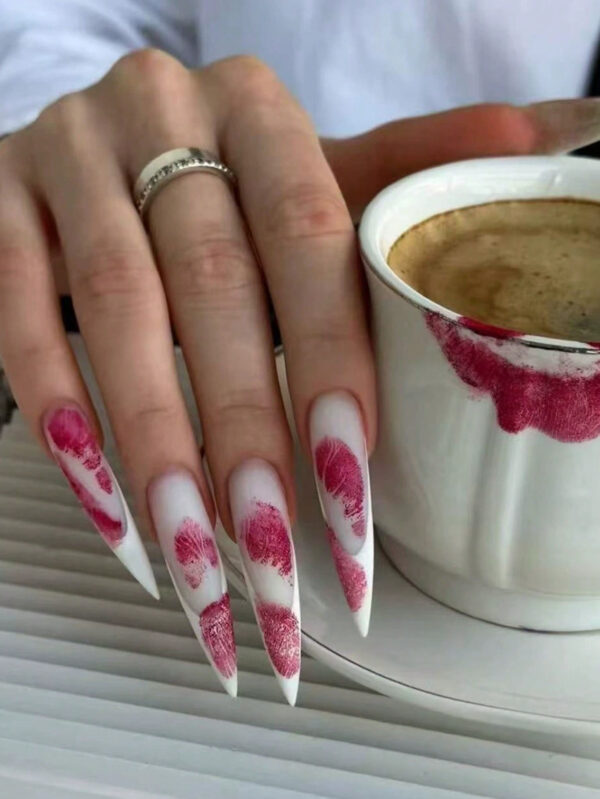 24 pièces Elégant Faux ongles pointus et blancs + 1 pièce colle gelée + 1 pièce lime à ongles, ongles pressés Fournitures pour ongles – Image 5
