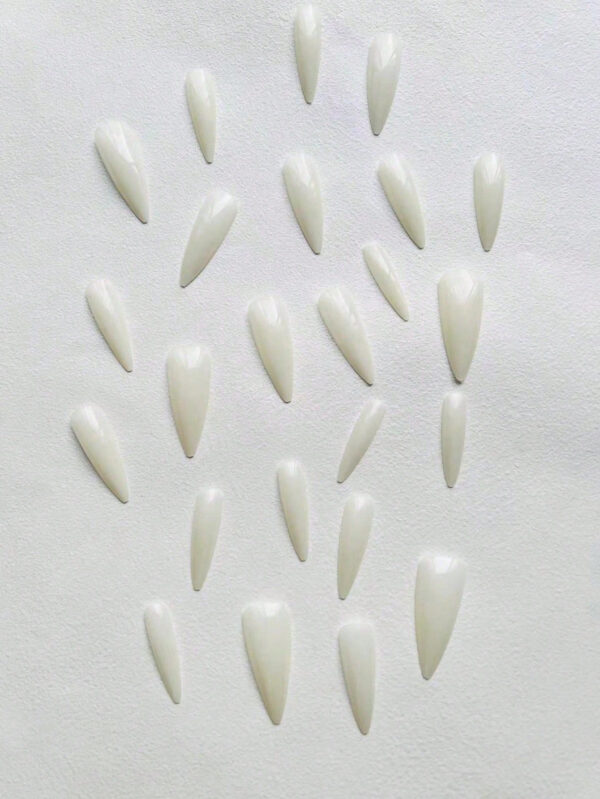 24 pièces Elégant Faux ongles pointus et blancs + 1 pièce colle gelée + 1 pièce lime à ongles, ongles pressés Fournitures pour ongles – Image 6