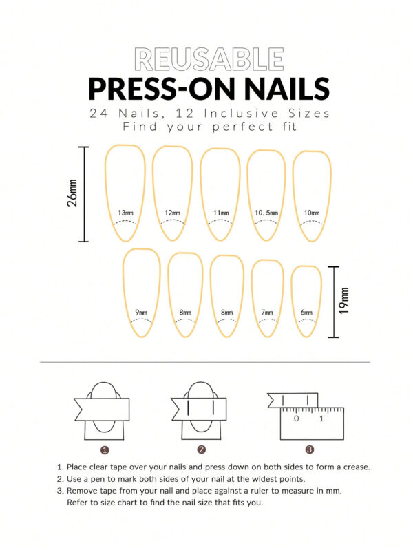 24 pièces Elégant Faux ongles pointus et blancs + 1 pièce colle gelée + 1 pièce lime à ongles, ongles pressés Fournitures pour ongles – Image 9