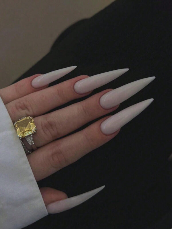 24 pièces Elégant Faux ongles pointus et blancs + 1 pièce colle gelée + 1 pièce lime à ongles, ongles pressés Fournitures pour ongles – Image 11