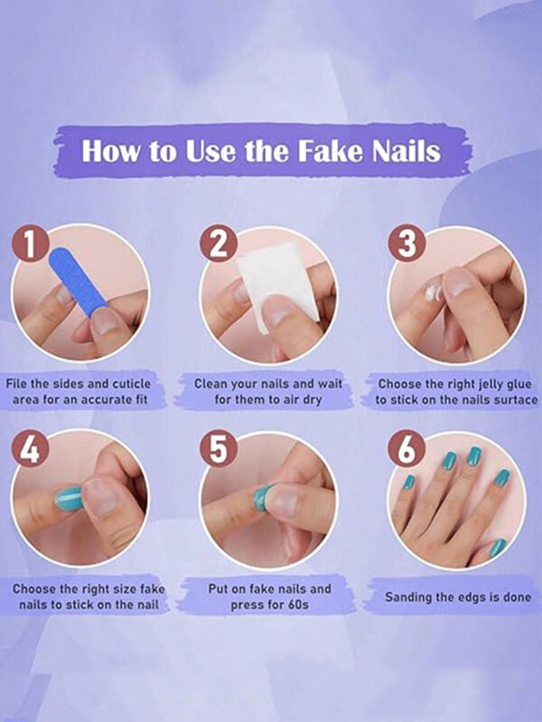 24 pièces Ongles pressés magnétiques violets courts amande, kit d'ongles artificiels en gel pour les yeux de chat en pointe française faits main, moyens d'adhésif à colle magnétique en violet nu pailleté, Kit d'ongles faux avec bâtonnets réutilisables pour les femmes, fournitures d'ongles – Image 8
