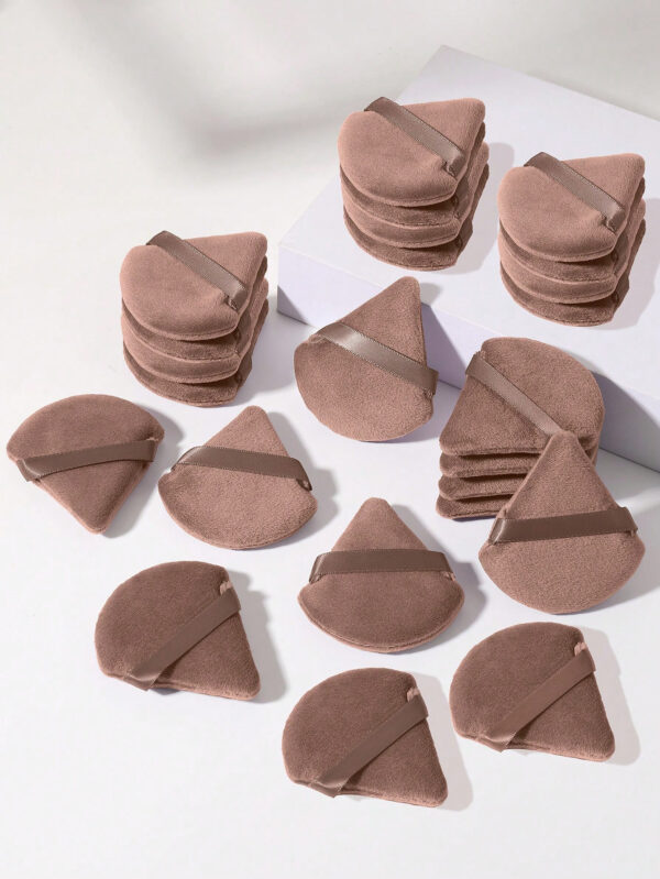 24 pièces/15 pièces/8 pièces/5 pièces Éponges de maquillage triangulaires, douces et faciles à mélanger pour la poudre pour le visage, la poudre pour le corps et le mélange de fond de teint. Ensemble d'outils de maquillage de beauté – Image 2