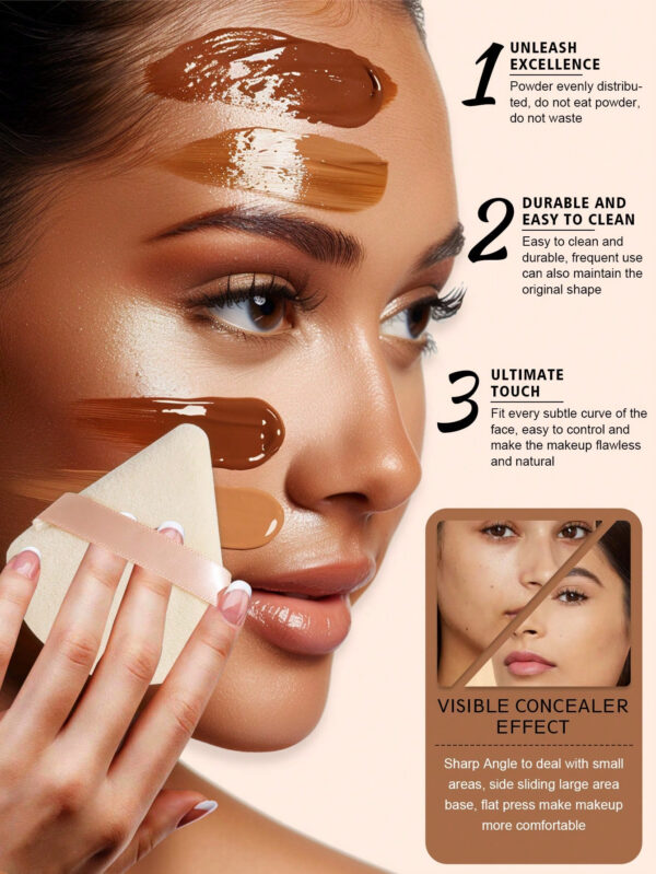 24 pièces/15 pièces/8 pièces/5 pièces Éponges de maquillage triangulaires, douces et faciles à mélanger pour la poudre pour le visage, la poudre pour le corps et le mélange de fond de teint. Ensemble d'outils de maquillage de beauté – Image 8