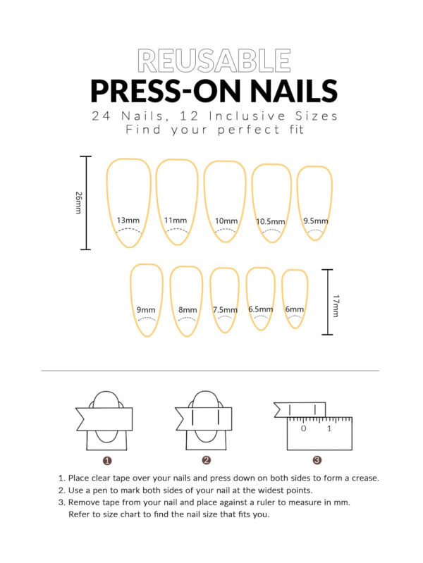 Obtenez un look glamour avec un kit de faux ongles de couverture totale, style japonais de 24 pièces en forme d'amande moyenne, rétro, noirs, givrés avec lettres et motif de serpent, et couleur naturelle. Matériel pour ongles pressés. – Image 8