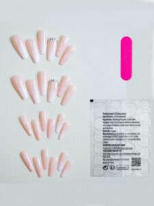 YADORNOS Surélevez votre style avec un kit de 24 sets de faux ongles longs en forme de cercueil ombré avec couverture totale, style français, ongles en gel de manucure press-on, fournitures de manucure – Image 2