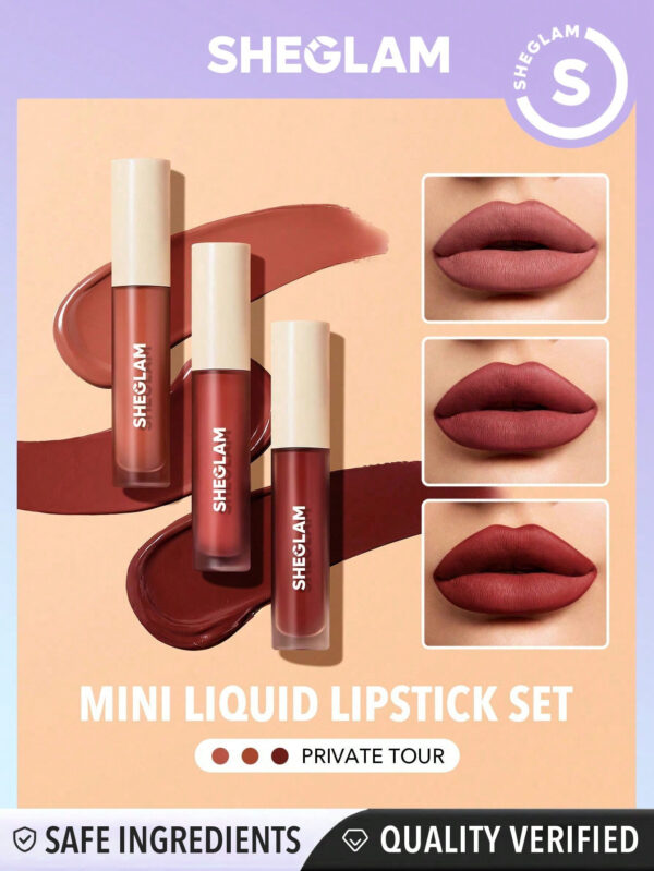 SHEGLAM Ensemble Mini Rouge À LèVres Liquide Mat Allure - Private Tour 3Pcs/Set Rouge À LèVres Et Nourrissant À L'Huile De Tournesol, RéDuisant Les Fines Lignes Des LèVres, Ensemble De Voyage De Rouge À LèVres Liquide     NoëL Cadeau De NoëL Hiver Thanksgiving DéCoration De NoëL Maquillage FÊTe Plage Voyage Vacances Rose Y1275K Saint-Valentin DéCor Amour Cadeau Hiver Maquillage FÊTe Plage Voyage Vacances Rose Y2K Promos Offres Camping ExtéRieur PréSent Rose Mode Fille Nouvelle AnnéE CosméTique Cosplayer Meilleur Voyage FêTes Couleur Fantaisie Campus éCole Charme Ambiance Cny Nouvel An Chinois