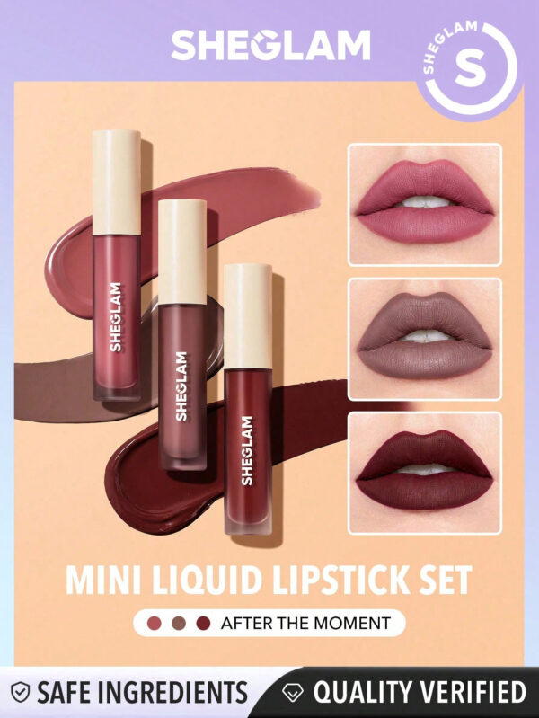 SHEGLAM Ensemble Mini Rouge À LèVres Liquide Mat Allure - Private Tour 3Pcs/Set Rouge À LèVres Et Nourrissant À L'Huile De Tournesol, RéDuisant Les Fines Lignes Des LèVres, Ensemble De Voyage De Rouge À LèVres Liquide     NoëL Cadeau De NoëL Hiver Thanksgiving DéCoration De NoëL Maquillage FÊTe Plage Voyage Vacances Rose Y1275K Saint-Valentin DéCor Amour Cadeau Hiver Maquillage FÊTe Plage Voyage Vacances Rose Y2K Promos Offres Camping ExtéRieur PréSent Rose Mode Fille Nouvelle AnnéE CosméTique Cosplayer Meilleur Voyage FêTes Couleur Fantaisie Campus éCole Charme Ambiance Cny Nouvel An Chinois – Image 3