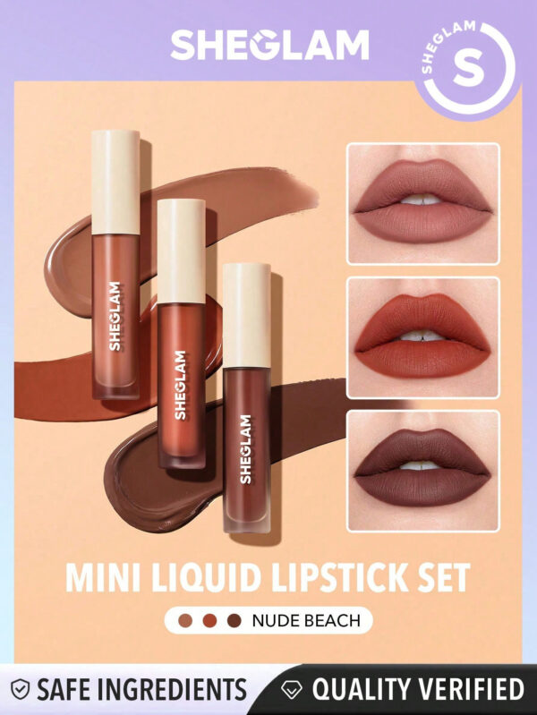 SHEGLAM Ensemble Mini Rouge À LèVres Liquide Mat Allure - Private Tour 3Pcs/Set Rouge À LèVres Et Nourrissant À L'Huile De Tournesol, RéDuisant Les Fines Lignes Des LèVres, Ensemble De Voyage De Rouge À LèVres Liquide     NoëL Cadeau De NoëL Hiver Thanksgiving DéCoration De NoëL Maquillage FÊTe Plage Voyage Vacances Rose Y1275K Saint-Valentin DéCor Amour Cadeau Hiver Maquillage FÊTe Plage Voyage Vacances Rose Y2K Promos Offres Camping ExtéRieur PréSent Rose Mode Fille Nouvelle AnnéE CosméTique Cosplayer Meilleur Voyage FêTes Couleur Fantaisie Campus éCole Charme Ambiance Cny Nouvel An Chinois – Image 4
