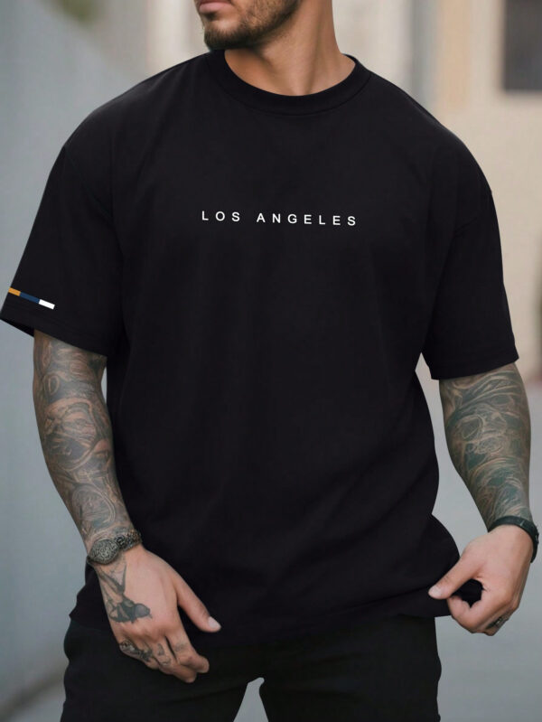 Manfinity Homme T-shirt Décontracté À Manches Courtes Pour Hommes Avec Texte Imprimé, Col Rond