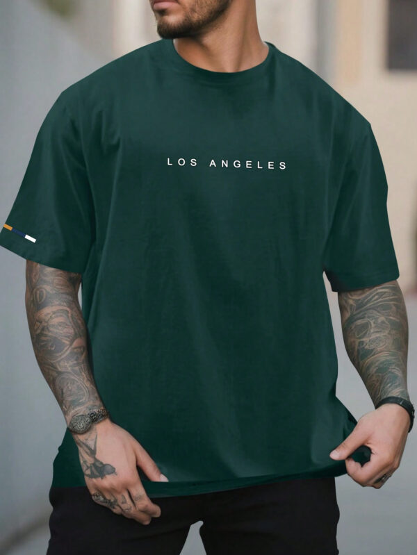 Manfinity Homme T-shirt Décontracté À Manches Courtes Pour Hommes Avec Texte Imprimé, Col Rond – Image 2