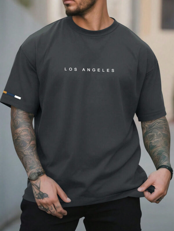 Manfinity Homme T-shirt Décontracté À Manches Courtes Pour Hommes Avec Texte Imprimé, Col Rond – Image 4