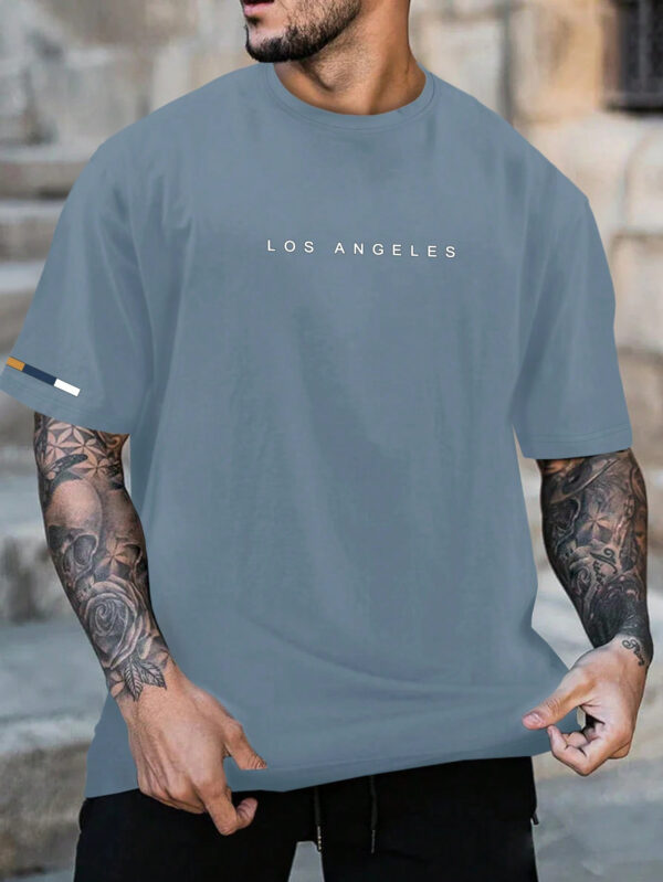 Manfinity Homme T-shirt Décontracté À Manches Courtes Pour Hommes Avec Texte Imprimé, Col Rond – Image 5