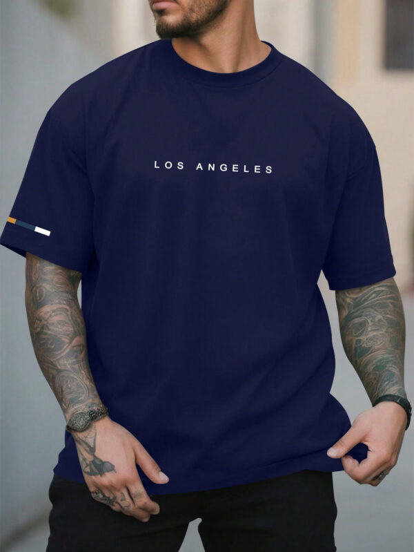 Manfinity Homme T-shirt Décontracté À Manches Courtes Pour Hommes Avec Texte Imprimé, Col Rond – Image 6