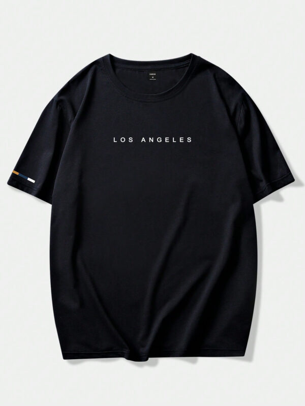 Manfinity Homme T-shirt Décontracté À Manches Courtes Pour Hommes Avec Texte Imprimé, Col Rond – Image 13