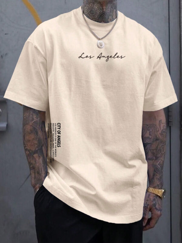 Manfinity Homme T-shirt À Manches Courtes Avec Épaules Tombantes Et Imprimé De Slogan Pour Hommes – Image 2