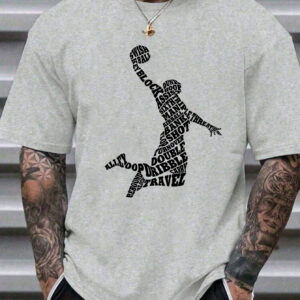 T-shirt de basketball à imprimé lettres mode pour hommes