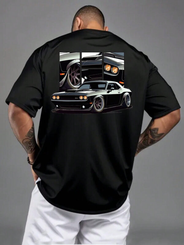 T-shirt d'été décontracté pour homme à manches courtes avec imprimé de voiture, col rond – Image 2