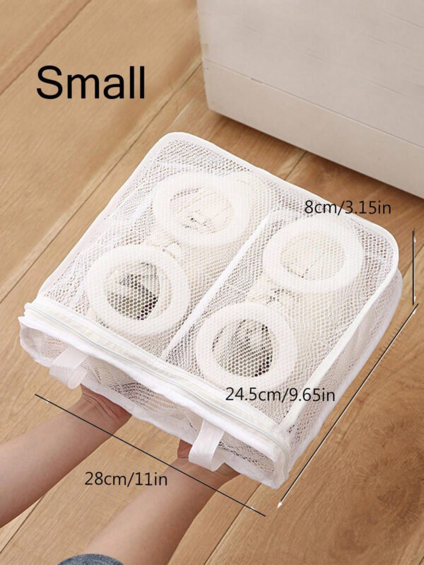 1 pièce sac de lavage de chaussures portable, sac de rangement de sous-vêtements et soutien-gorge pour le séchage, sac de lavage en maille, sac de rangement de chaussures pour machine à laver, sacs de rangement portable de voyage, organisateur de vêtements de protection anti-déformation – Image 6