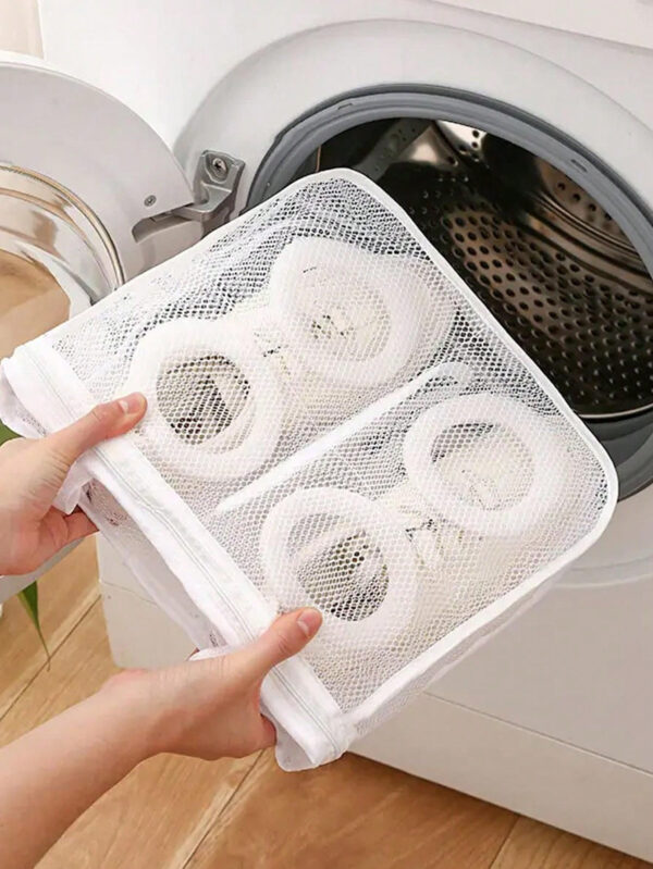 1 pièce sac de lavage de chaussures portable, sac de rangement de sous-vêtements et soutien-gorge pour le séchage, sac de lavage en maille, sac de rangement de chaussures pour machine à laver, sacs de rangement portable de voyage, organisateur de vêtements de protection anti-déformation – Image 10