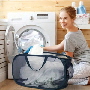 Paniers à linge pliables, panier à linge à mailles et à ouverture rapide avec poche latérale, panier de rangement de vêtements pliable avec poignées de transport renforcées pour la lessive, la salle de bain, le dortoir ou les voyages - cadeau parfait pour les fêtes et occasions spéciales, pantalons, chaussures, jeans, bottes, jupes