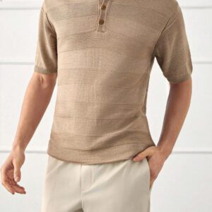 RueChic Chemise polo homme à détail tricoté spécial régulier