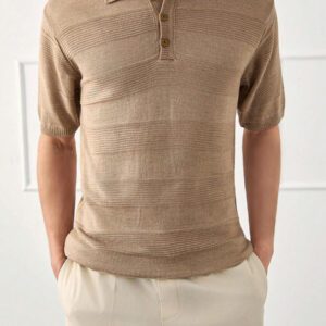 RueChic Chemise polo homme à détail tricoté spécial régulier