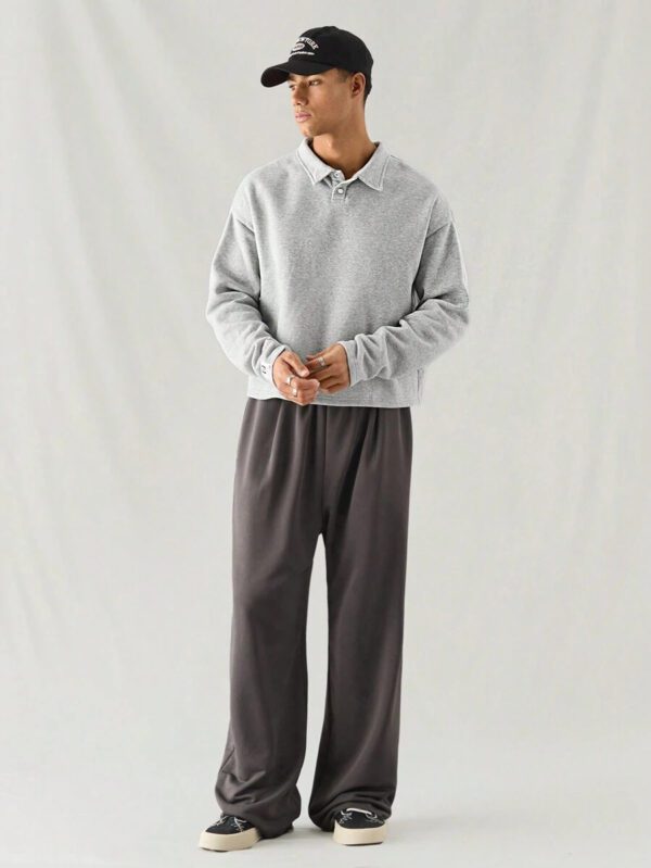 SWAVVY Polo à manches longues en tricot casual pour hommes, col demi-boutonné ample, mode porte quotidienne – Image 5