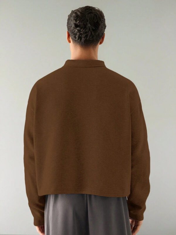 SWAVVY Polo à manches longues en tricot casual pour hommes, col demi-boutonné ample, mode porte quotidienne – Image 13