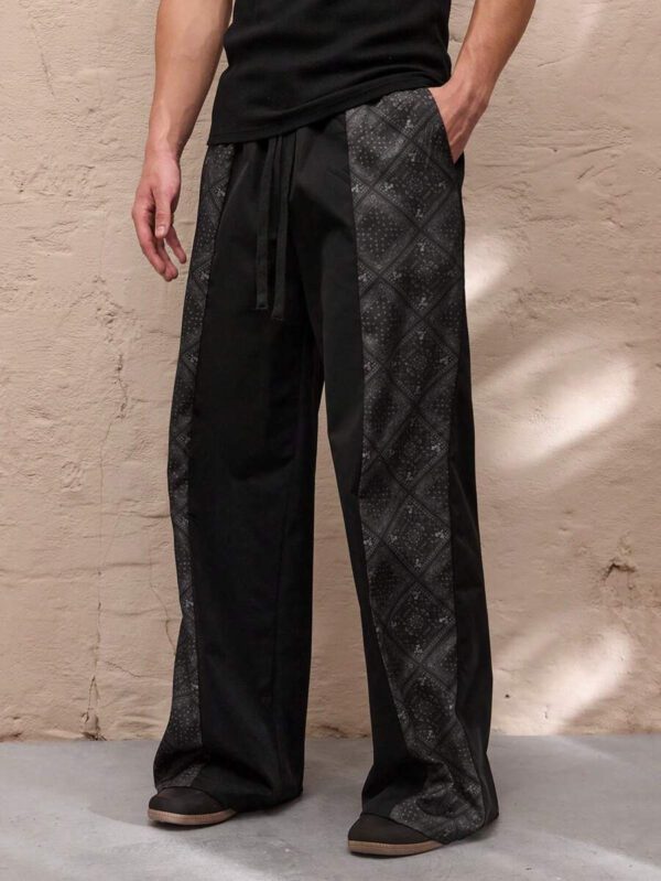 SWAVVY Pantalon droit décontracté pour hommes à taille élastique et coupe ample, avec couleur contrastée – Image 2