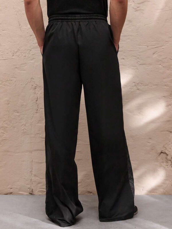 SWAVVY Pantalon droit décontracté pour hommes à taille élastique et coupe ample, avec couleur contrastée – Image 3