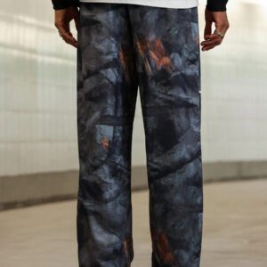 Manfinity Streetrush Pantalon décontracté pour hommes Manfinity Streetrush avec cordon de serrage à la taille, imprimé branche et lettre, pantalon camouflage