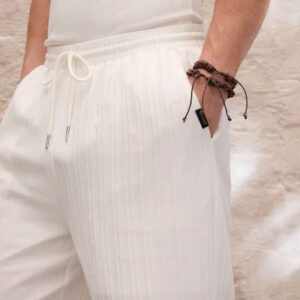 SWAVVY Pantalon droit décontracté, à taille élastique et coupe relax, en couleur unie, pour hommes