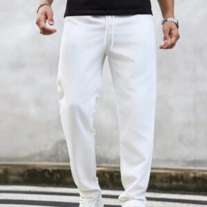 Manfinity Homme Pantalon décontracté à poche avec nœud à l'avant pour hommes, design minimaliste pour un port quotidien