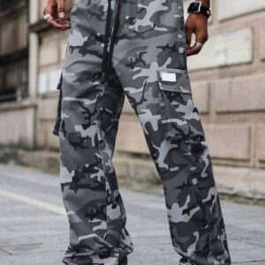Manfinity Streetrush Pantalon cargo camouflage ample homme, pantalon cargo camouflage, pantalon ample décontracté